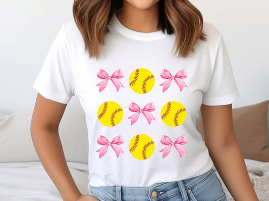Softball Mom Shirt, Softball Shirt, Coquette Shirt, Bows Shirt, Mama, Woman Kids Tees
