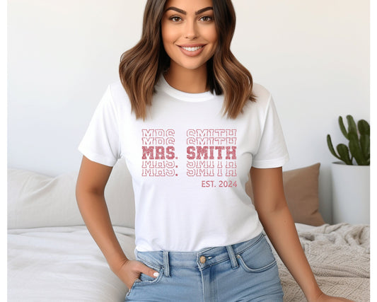 Personalized Mrs Shirt, Glitter Shirt