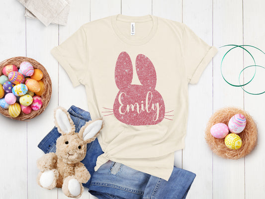 Personalized Easter Shirt, Glitter Bunny Shirt
