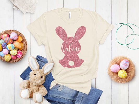 Glitter Bunny Shirt, Personalized T Shirt, Custom Name