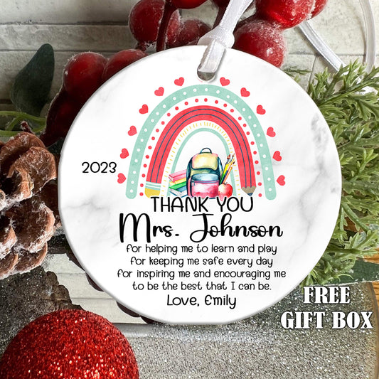 Personalized Teacher Ornament, Christmas Ornament, Teacher Gifts, Teacher Christmas Ornaments, Thank you Teacher Gift, Appreciation Gifts